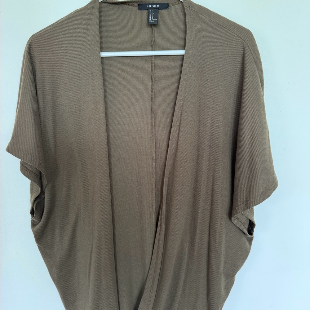 Forever 21 Army Green  Open-Front Blouse